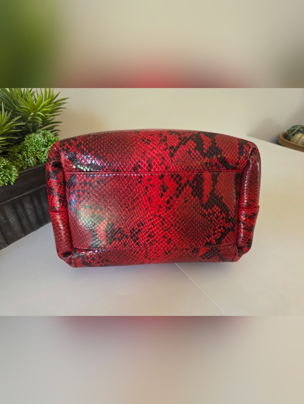 Dries Van Noten Vermilion Python Embossed Leather Hobo Bag- Runway Piece - Picture 9 of 15